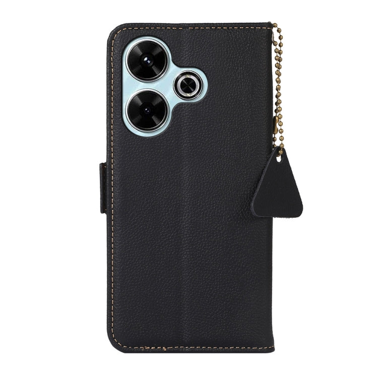 For Redmi 13 4G Side-Magnetic TJ Genuine Leather RFID Phone Case