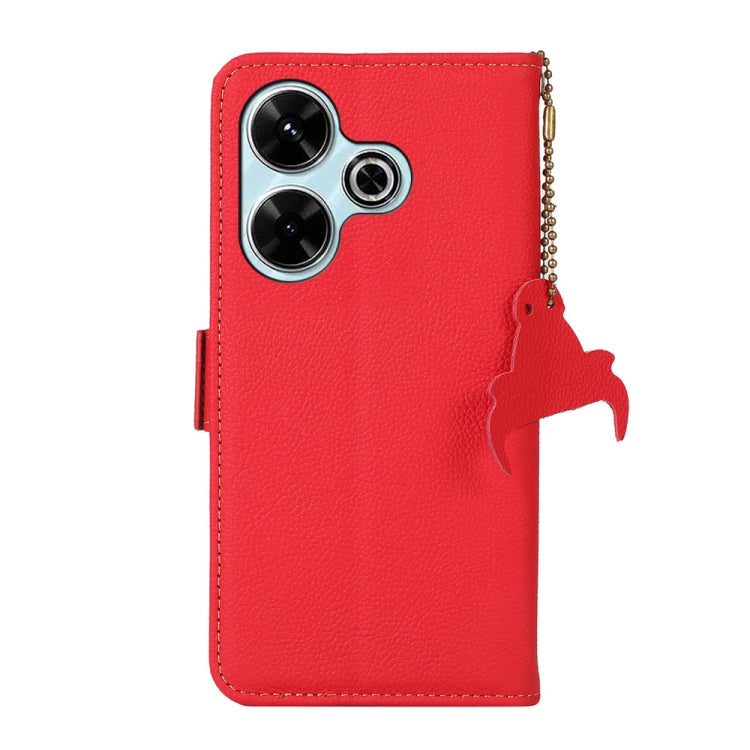 For Redmi 13 4G Side-Magnetic TJ Genuine Leather RFID Phone Case