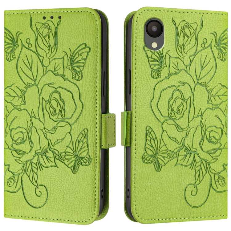 For Samsung Galaxy A04 Core / A03 Core Embossed Rose RFID Anti-theft Leather Phone Case