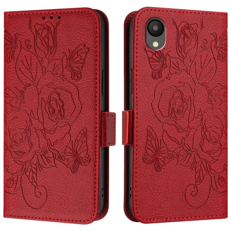 For Samsung Galaxy A04 Core / A03 Core Embossed Rose RFID Anti-theft Leather Phone Case