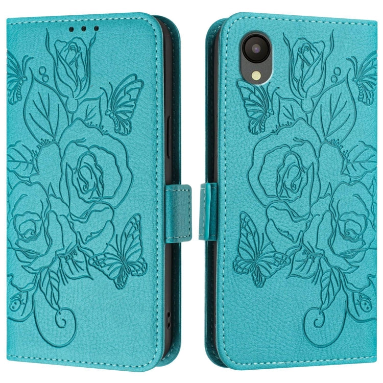 For Samsung Galaxy A04 Core / A03 Core Embossed Rose RFID Anti-theft Leather Phone Case