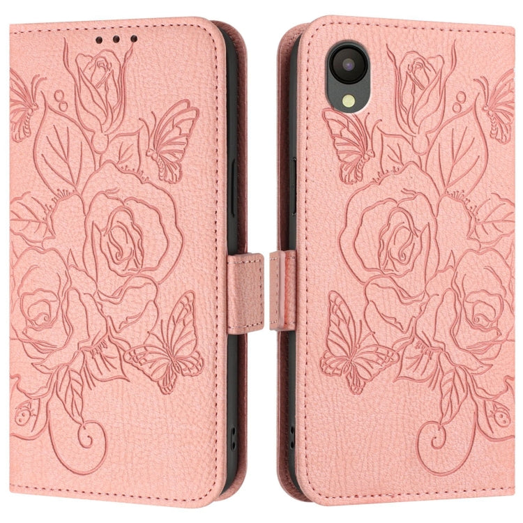 For Samsung Galaxy A04 Core / A03 Core Embossed Rose RFID Anti-theft Leather Phone Case
