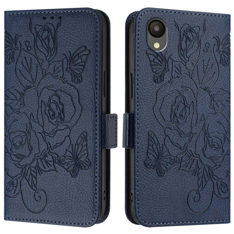 For Samsung Galaxy A04 Core / A03 Core Embossed Rose RFID Anti-theft Leather Phone Case