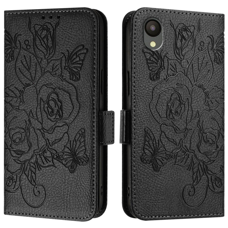 For Samsung Galaxy A04 Core / A03 Core Embossed Rose RFID Anti-theft Leather Phone Case