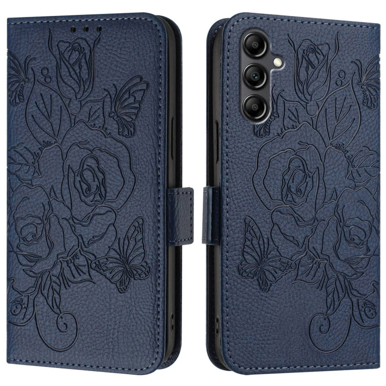 For Samsung Galaxy A15 5G / 4G Embossed Rose RFID Anti-theft Leather Phone Case