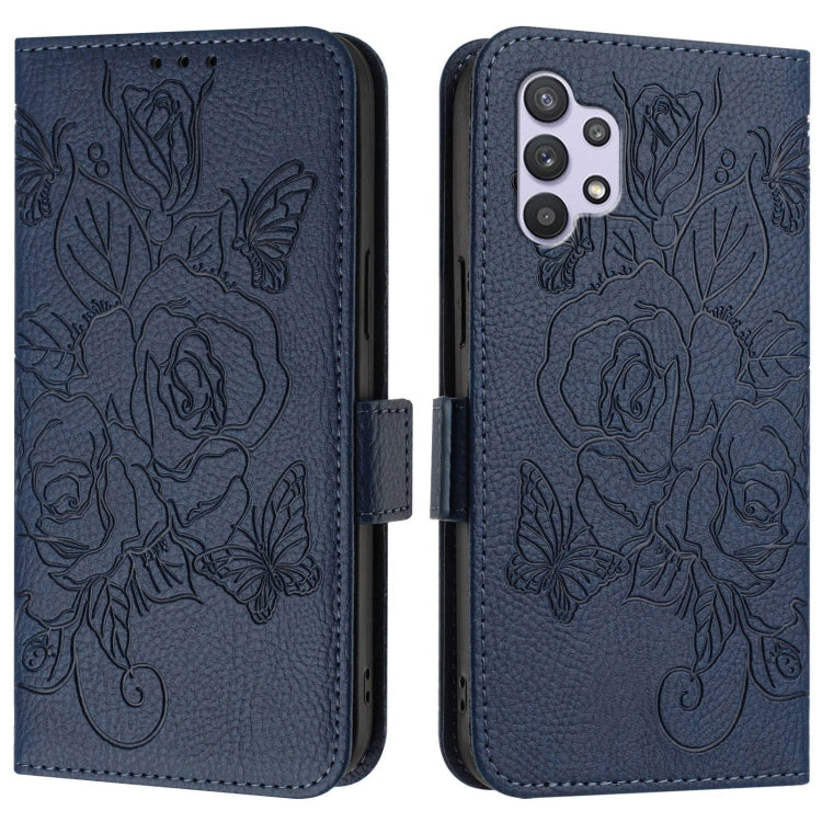 For Samsung Galaxy A32 5G / M32 5G Embossed Rose RFID Anti-theft Leather Phone Case