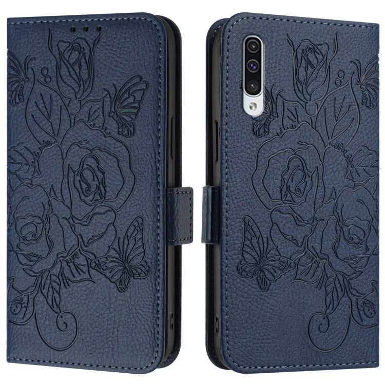 For Samsung Galaxy A50 / A30s / A50s Embossed Rose RFID Anti-theft Leather Phone Case