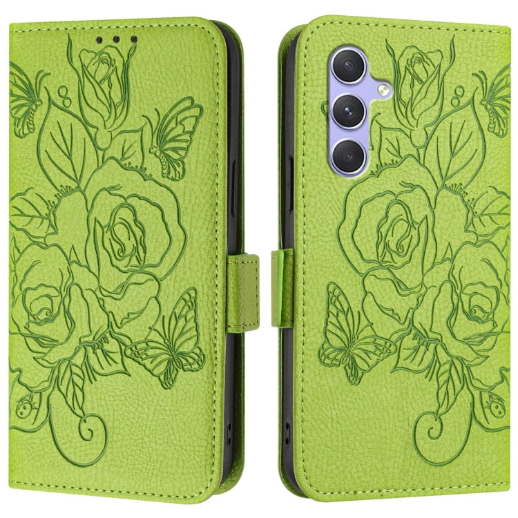 For Samsung Galaxy A54 5G Embossed Rose RFID Anti-theft Leather Phone Case