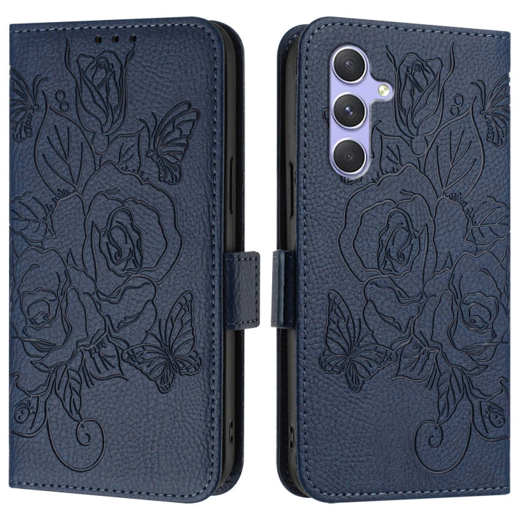 For Samsung Galaxy A54 5G Embossed Rose RFID Anti-theft Leather Phone Case