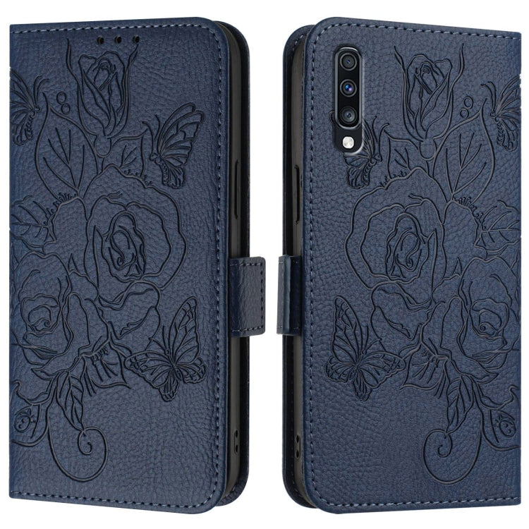 For Samsung Galaxy A70 / A70s Embossed Rose RFID Anti-theft Leather Phone Case
