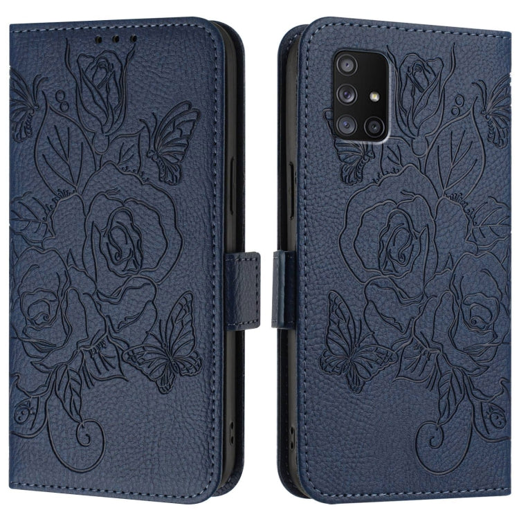 For Samsung Galaxy A71 5G Embossed Rose RFID Anti-theft Leather Phone Case