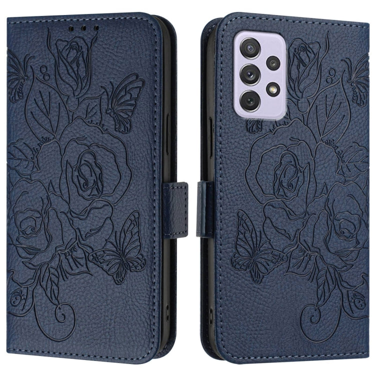 For Samsung Galaxy A72 4G Embossed Rose RFID Anti-theft Leather Phone Case