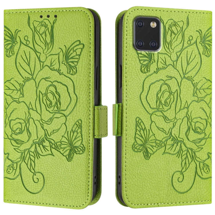 For Samsung Galaxy A81 / M60s Embossed Rose RFID Anti-theft Leather Phone Case