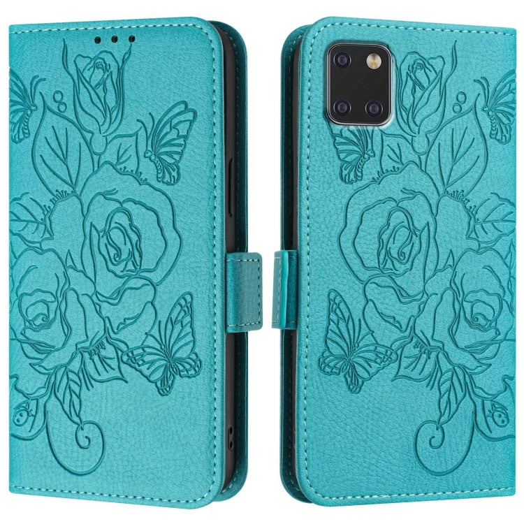 For Samsung Galaxy A81 / M60s Embossed Rose RFID Anti-theft Leather Phone Case