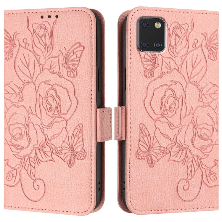 For Samsung Galaxy A81 / M60s Embossed Rose RFID Anti-theft Leather Phone Case