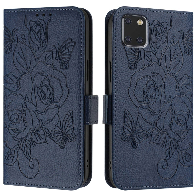 For Samsung Galaxy A81 / M60s Embossed Rose RFID Anti-theft Leather Phone Case