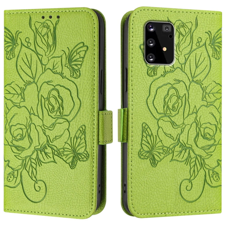 For Samsung Galaxy A91 / M80s Embossed Rose RFID Anti-theft Leather Phone Case