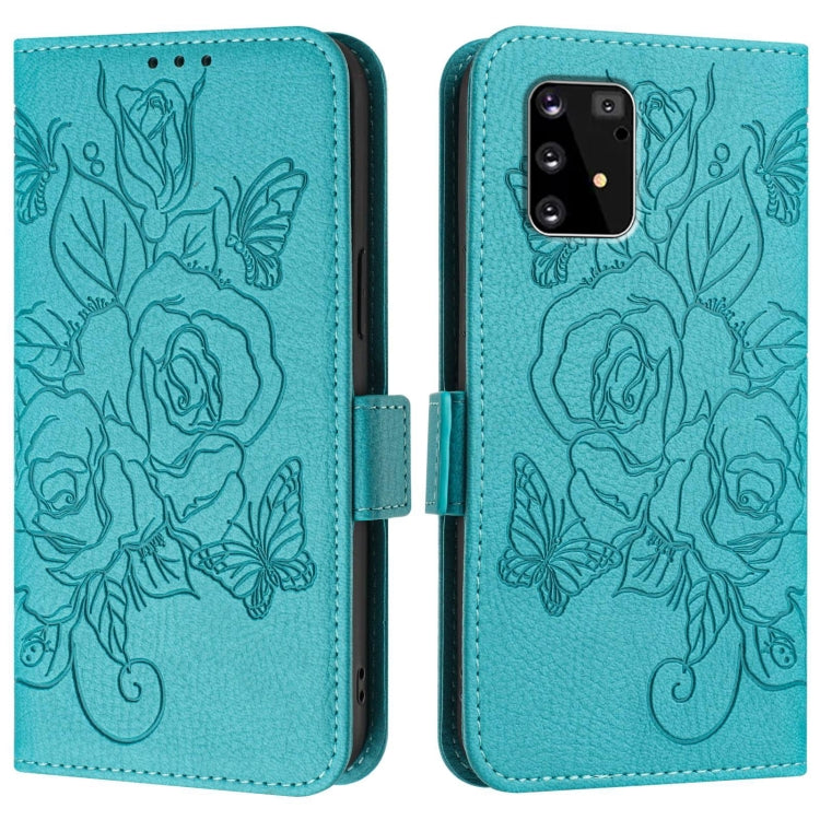 For Samsung Galaxy A91 / M80s Embossed Rose RFID Anti-theft Leather Phone Case