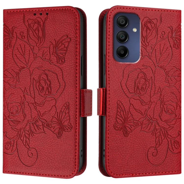 For Samsung Galaxy A16 5G Embossed Rose RFID Anti-theft Leather Phone Case