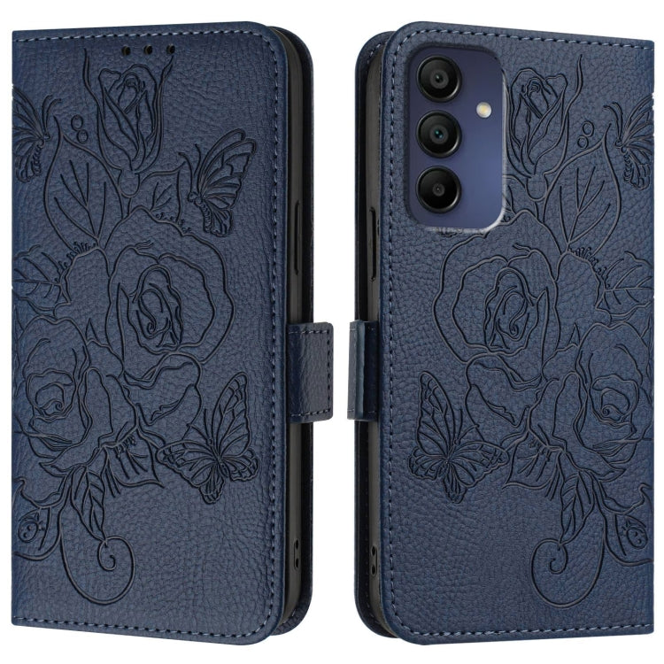 For Samsung Galaxy A16 5G Embossed Rose RFID Anti-theft Leather Phone Case