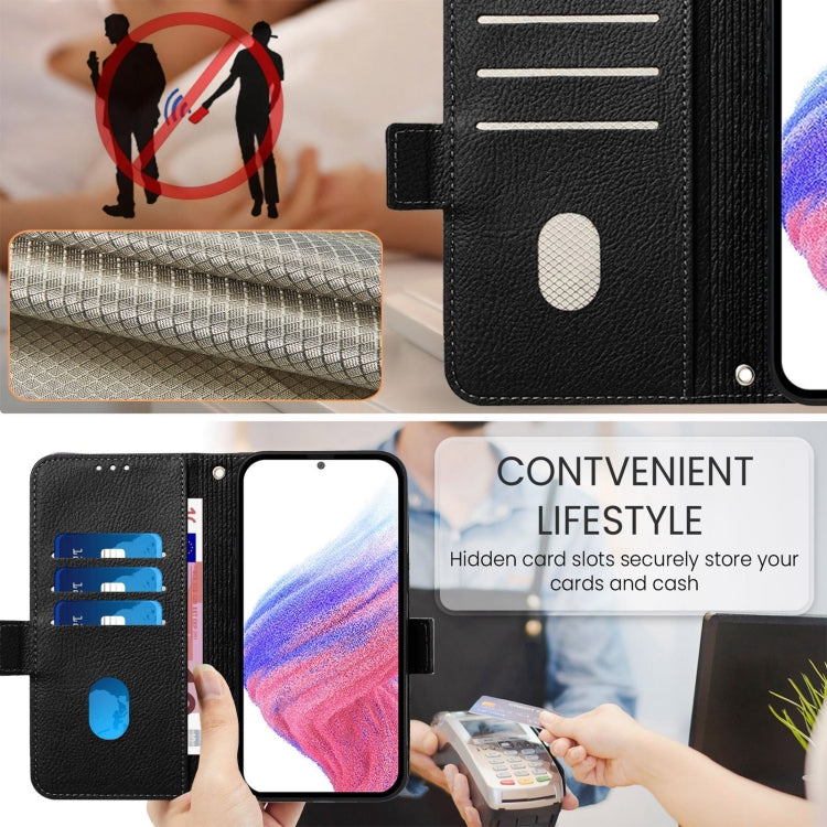 For Samsung Galaxy A06 4G Embossed Rose RFID Anti-theft Leather Phone Case