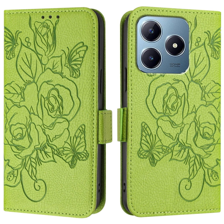 For Realme C63 / C61 Embossed Rose RFID Anti-theft Leather Phone Case