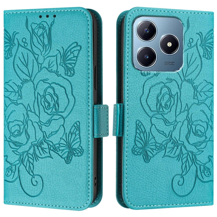 For Realme C63 / C61 Embossed Rose RFID Anti-theft Leather Phone Case