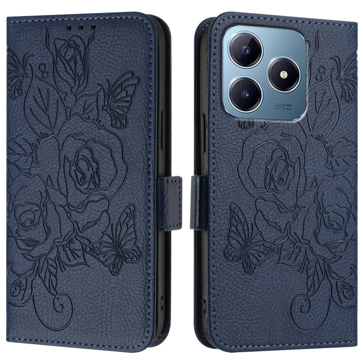 For Realme C63 / C61 Embossed Rose RFID Anti-theft Leather Phone Case