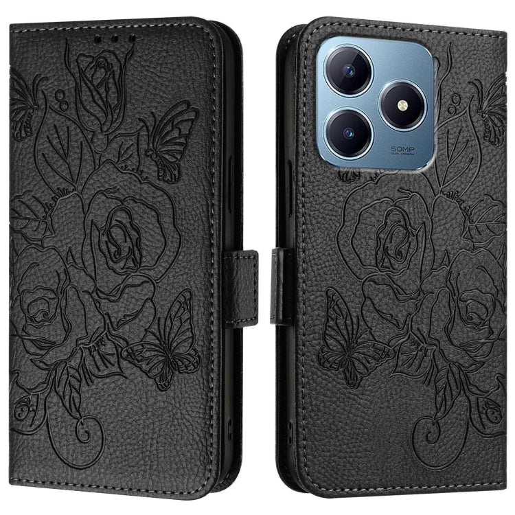 For Realme C63 / C61 Embossed Rose RFID Anti-theft Leather Phone Case