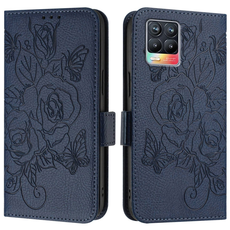 For Realme 8 4G / 8 Pro 4G Embossed Rose RFID Anti-theft Leather Phone Case