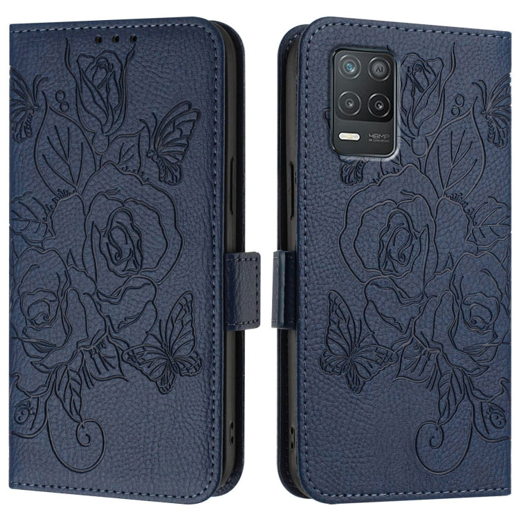 For Realme 8 5G / 9 5G Indian Embossed Rose RFID Anti-theft Leather Phone Case