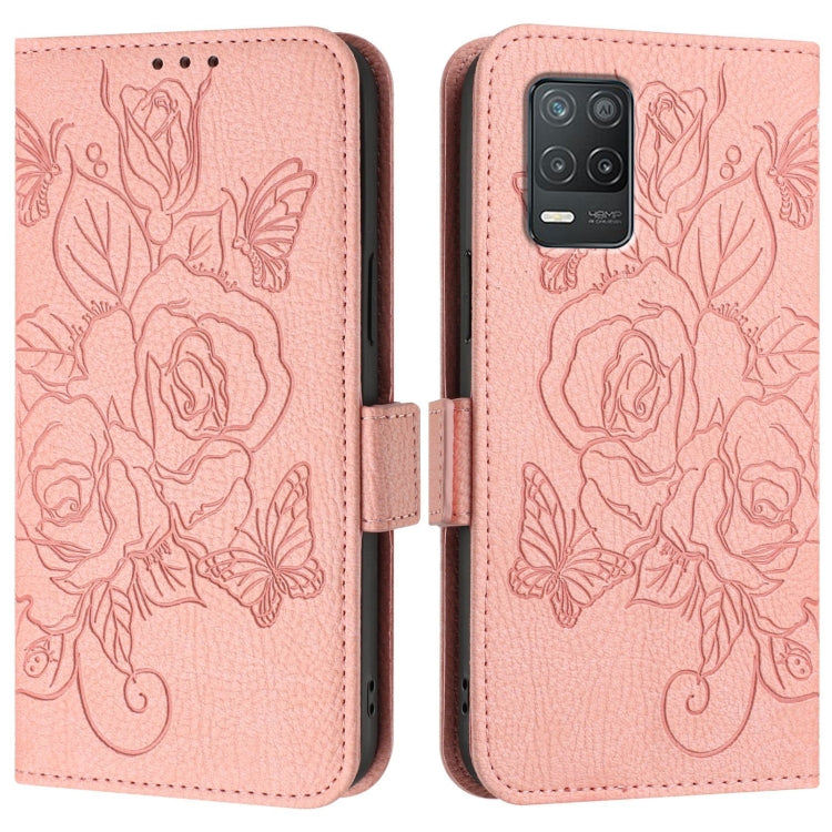 For Realme V13 5G / Q3 5G / Q3i 5G Embossed Rose RFID Anti-theft Leather Phone Case