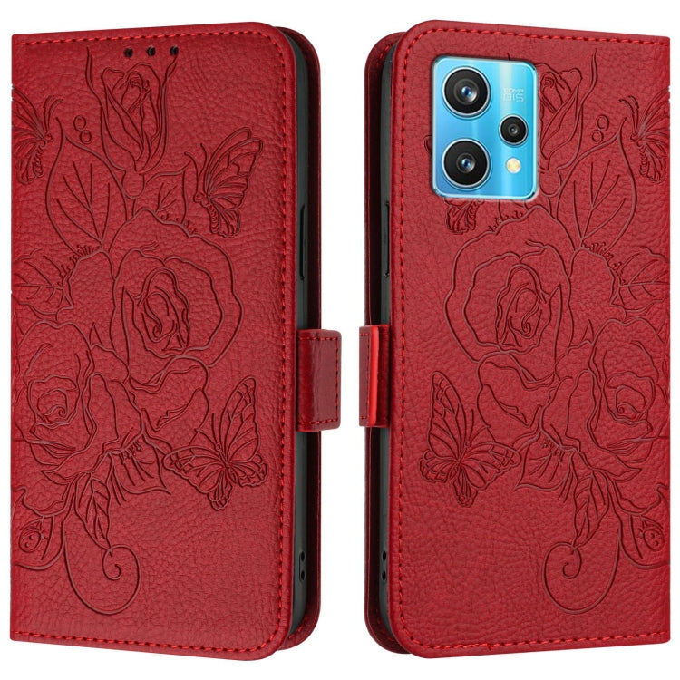 For Realme Narzo 50 Pro 5G Embossed Rose RFID Anti-theft Leather Phone Case