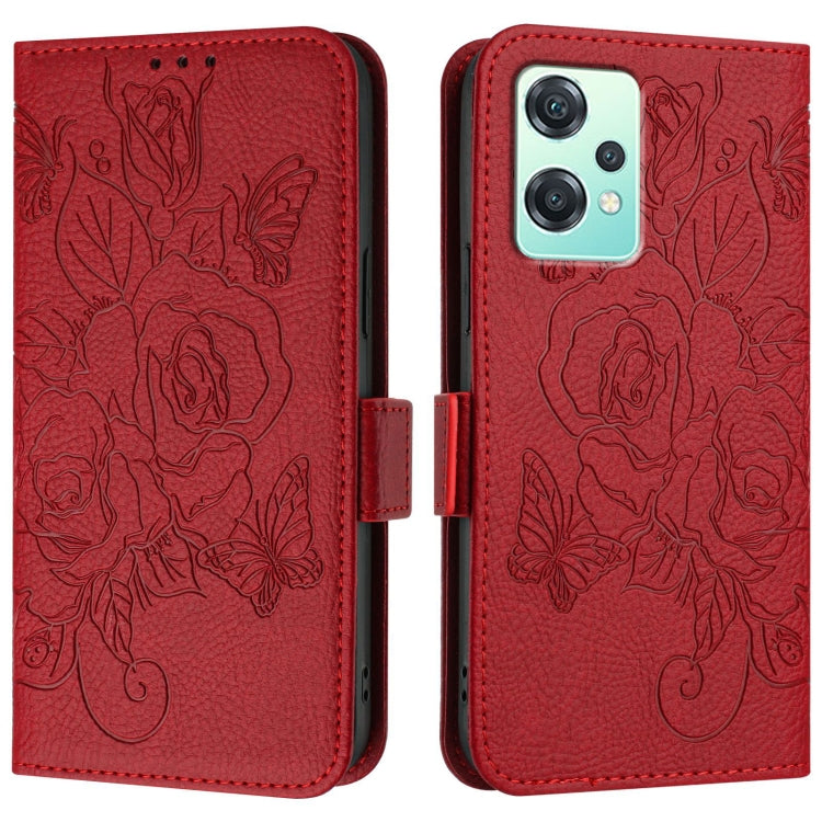 For Realme 9 Pro 5G Global / 9 5G EU Version Embossed Rose RFID Anti-theft Leather Phone Case