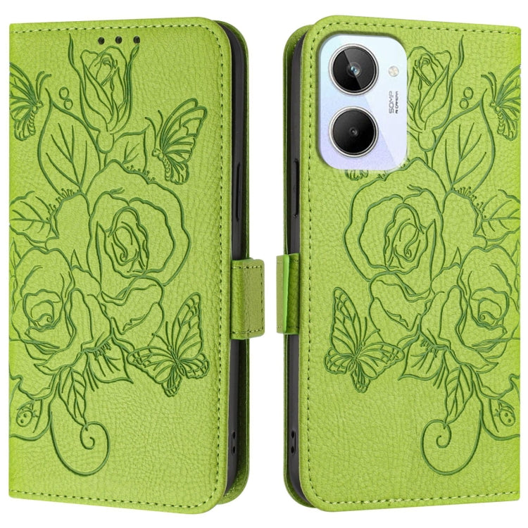For Realme 10 4G Global Embossed Rose RFID Anti-theft Leather Phone Case