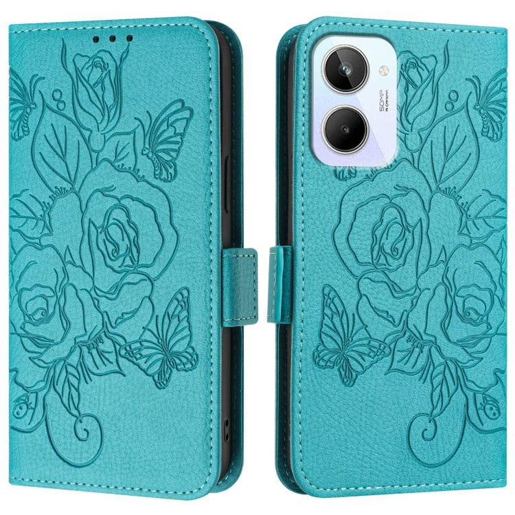 For Realme 10 4G Global Embossed Rose RFID Anti-theft Leather Phone Case
