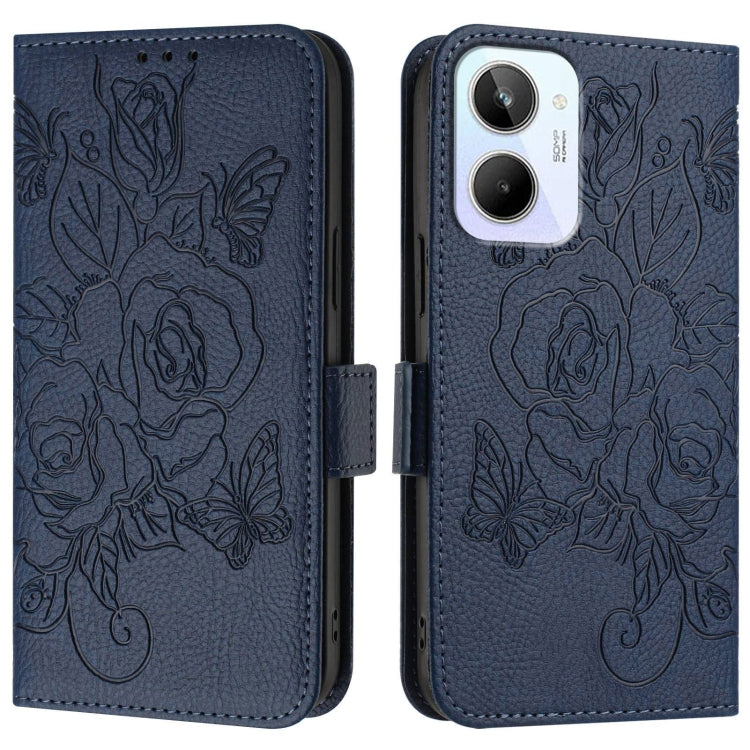 For Realme 10 4G Global Embossed Rose RFID Anti-theft Leather Phone Case