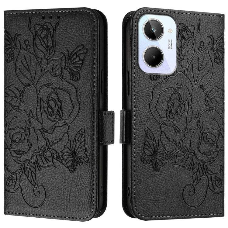 For Realme 10 4G Global Embossed Rose RFID Anti-theft Leather Phone Case