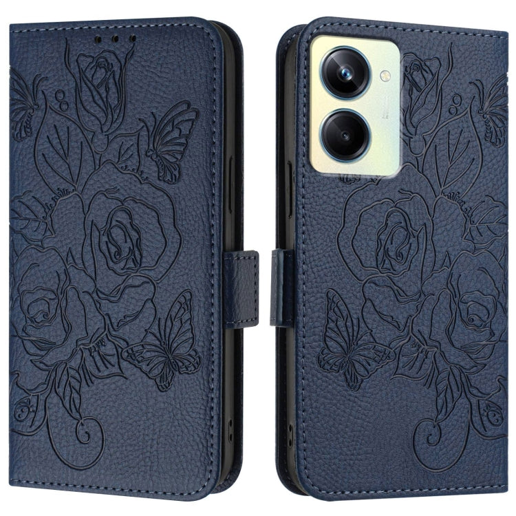 For Realme 10 Pro 5G Embossed Rose RFID Anti-theft Leather Phone Case
