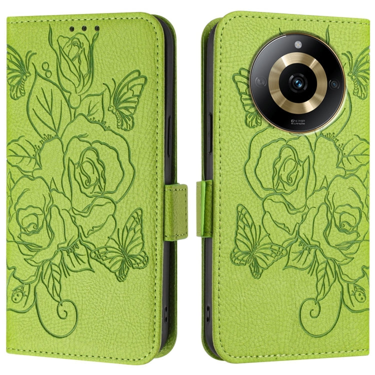 For Realme 11 4G Global Embossed Rose RFID Anti-theft Leather Phone Case