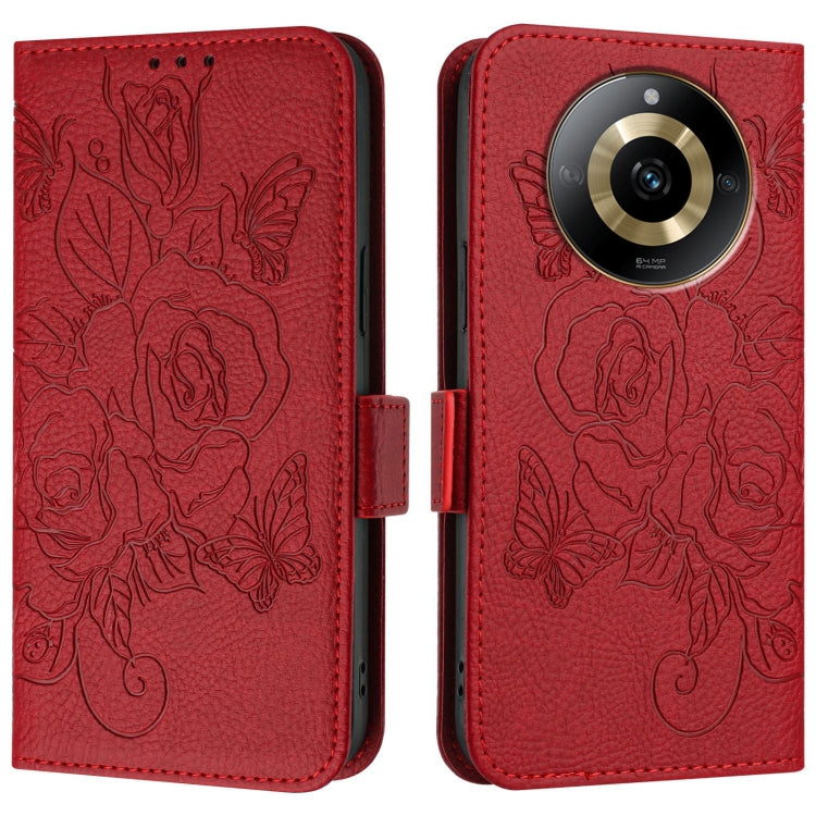 For Realme 11 4G Global Embossed Rose RFID Anti-theft Leather Phone Case