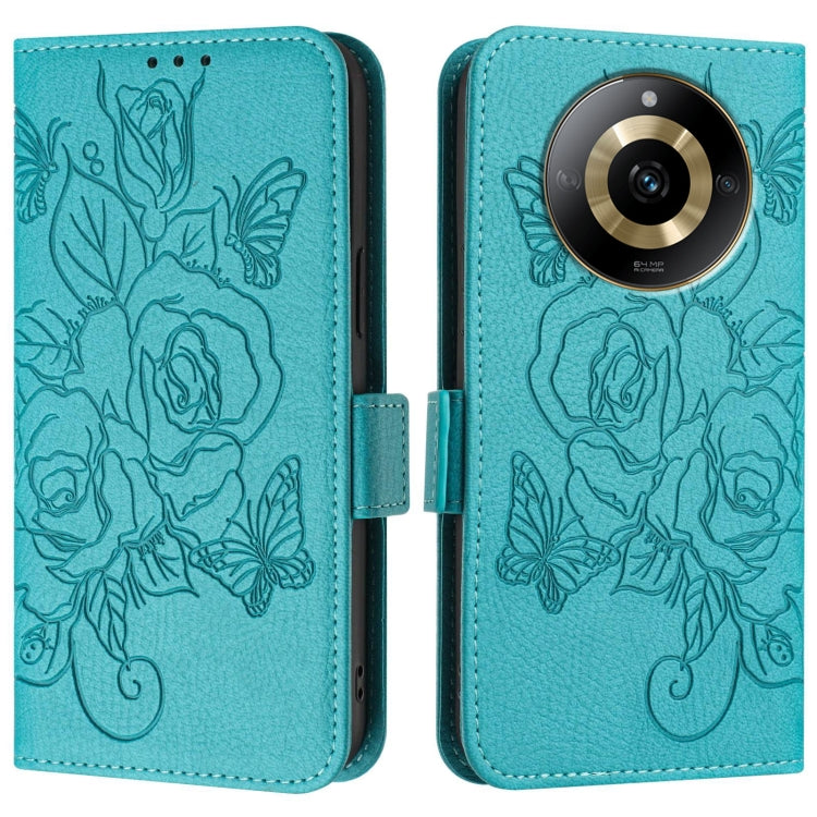 For Realme 11 4G Global Embossed Rose RFID Anti-theft Leather Phone Case