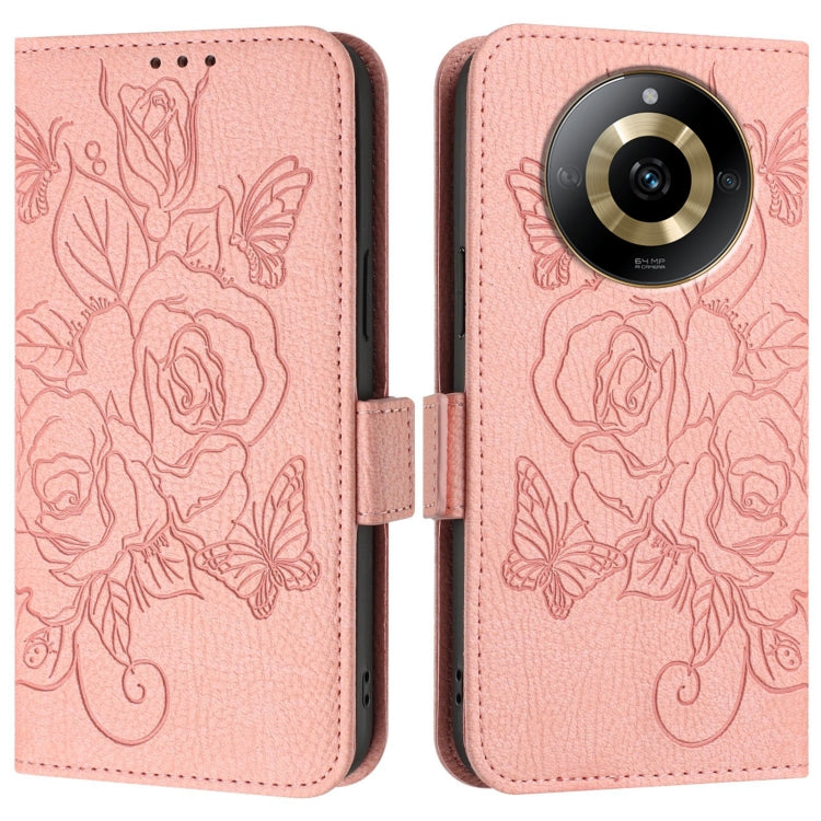 For Realme 11 4G Global Embossed Rose RFID Anti-theft Leather Phone Case