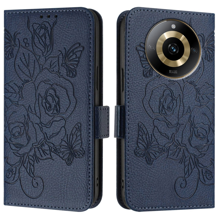 For Realme 11 4G Global Embossed Rose RFID Anti-theft Leather Phone Case