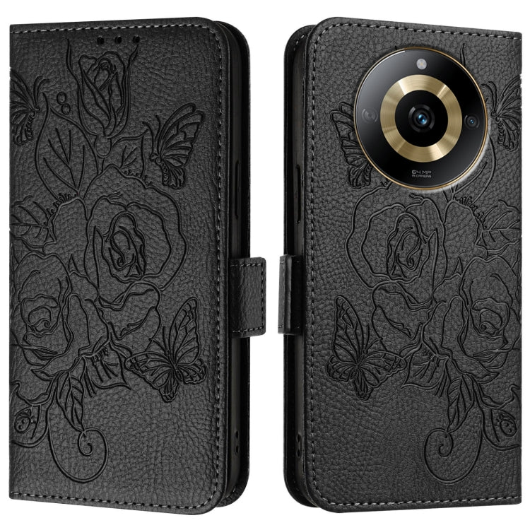 For Realme 11 4G Global Embossed Rose RFID Anti-theft Leather Phone Case