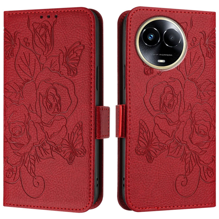 For Realme C67 5G Indian / Narzo 60X 5G Embossed Rose RFID Anti-theft Leather Phone Case
