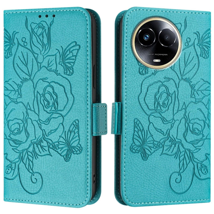 For Realme C67 5G Indian / Narzo 60X 5G Embossed Rose RFID Anti-theft Leather Phone Case