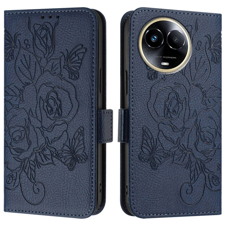 For Realme C67 5G Indian / Narzo 60X 5G Embossed Rose RFID Anti-theft Leather Phone Case