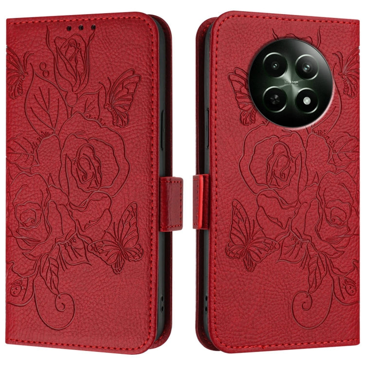 For Realme 12 5G Embossed Rose RFID Anti-theft Leather Phone Case