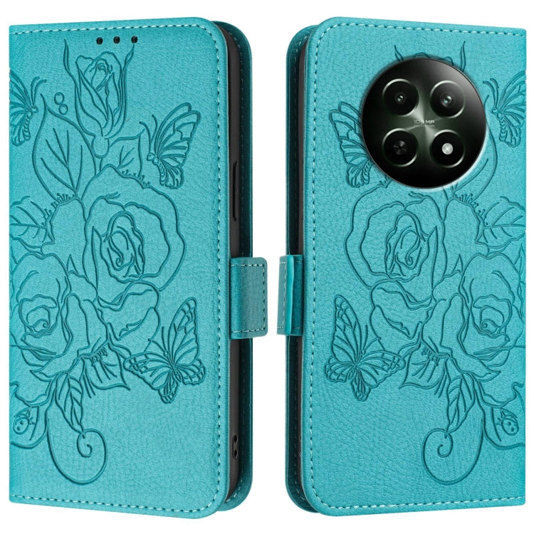 For Realme 12 5G Embossed Rose RFID Anti-theft Leather Phone Case